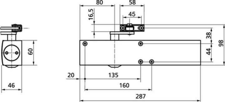 Produktbild Geze Normalgestänge zu Türschliesser (Zimmertür, Eingangstür, Holztür, Balkontür, Indoor, Outdoor)