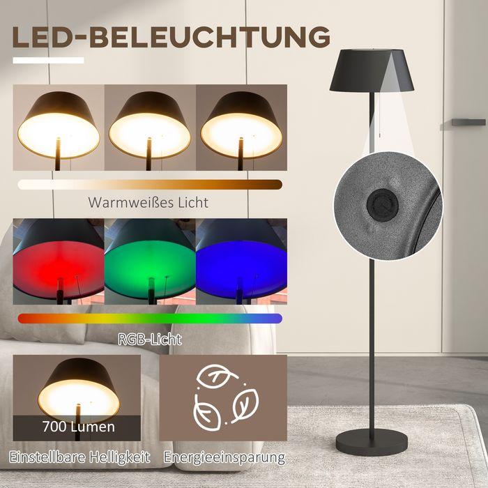 Produktbild Swisshandel24 Solarlampe, LED Stehleuchte, 3 Helligkeitsstufen, weisses/buntes Licht, Metallrahmen, Ø32x153cm, Sch (700 lm)