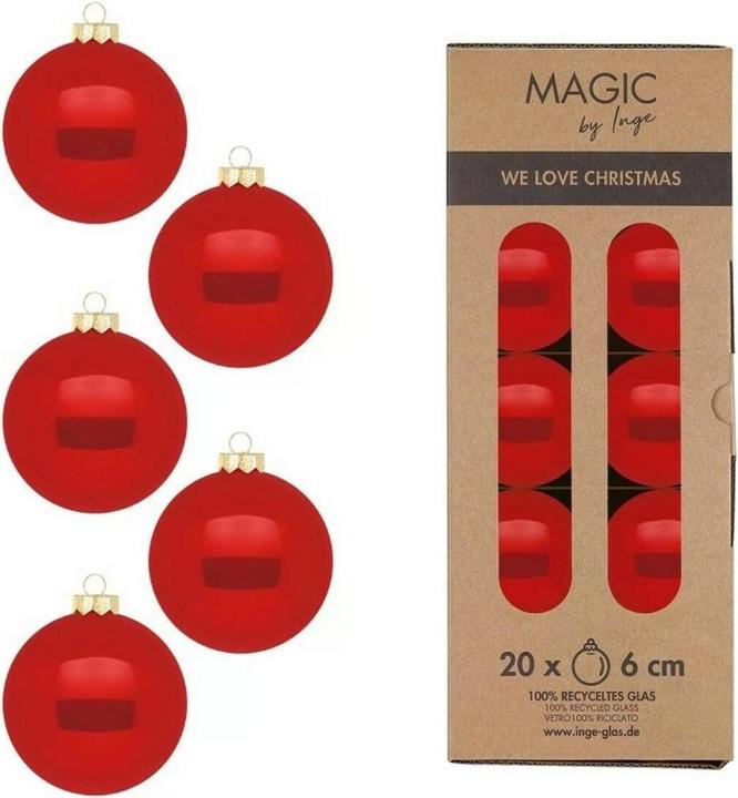 Inge’s Glas Christmas Decor Weihnachtskugel Modern 20 Stück, Rot (20 -teilig)