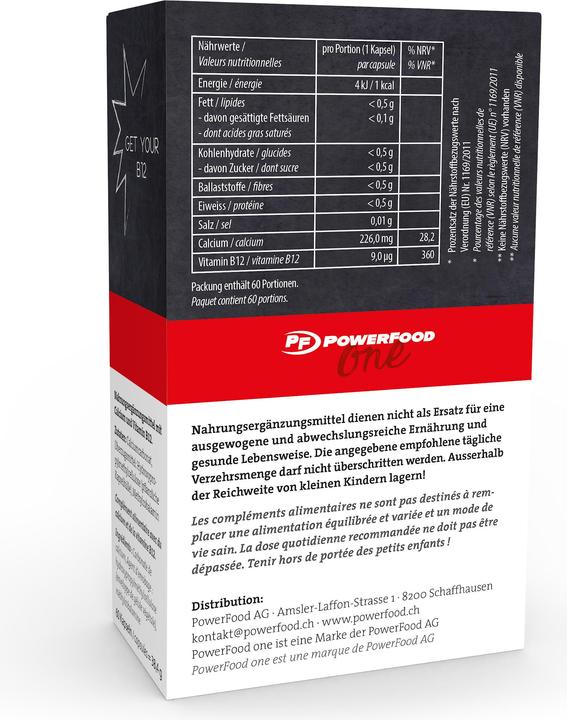 Produktbild PowerFood One Vitamin B12 (60 Stück, Kapseln, 1000 g)