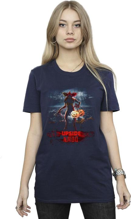 Actual product image Netflix Womens/Ladies Stranger Things Pumpkin Upside Down Cotton Boyfriend T-Shirt (XXL)