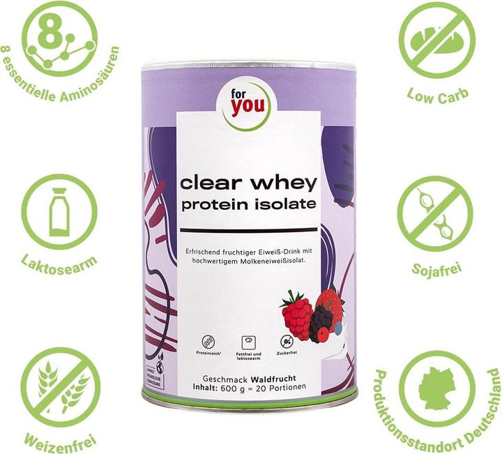 Immagine prodotto For You proteine del siero del latte isolate chiare - frutti di bosco (Frutti di bosco, 1 pz., 600 g)