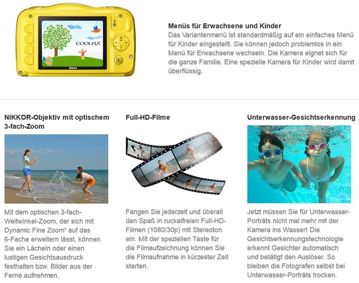 Actual product image Nikon Coolpix S33, waterproof up to 10m (13.20 Mpx, 1/3.2")