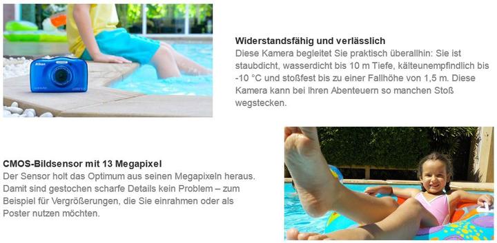 Produktbild Nikon COOLPIX S33, Wasserfest bis 10m (1/3.2")