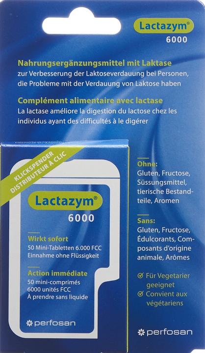 Nährwerte und Zutaten Lactazym 6000 Mini (50 Stück, Tabletten, 30 g)