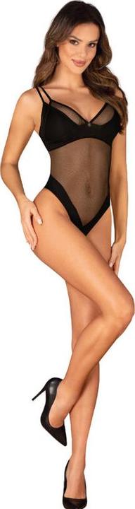 Actual product image Obsessive Nesari Crotchless Teddy - Black (S)