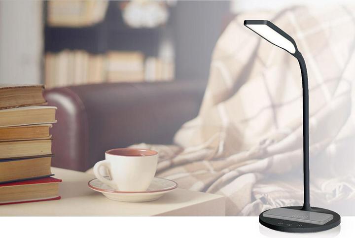 Actual product image Nedis LED lamp with wireless charger | DimmSwitch | LED / Qi | 10 W | with dimming | Cold white / (350 lm)