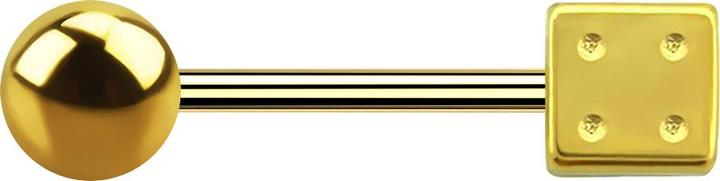 Image du produit Star Piercing Micro Barbell plaqué or avec boule et cube (sans laiton, Acier chirurgical 316L)