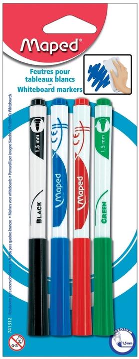 Immagine prodotto Maped Marcatori per lavagne bianche (Verde, Blu, Nero, Rosso, 1.50 mm, 4 x)