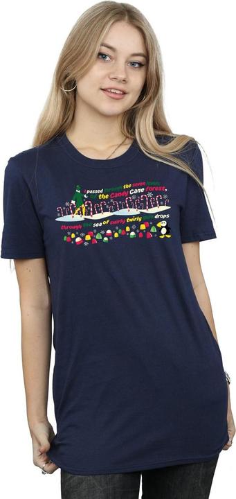 Actual product image Elf Womens/Ladies Candy Cane Forest Cotton Boyfriend T-Shirt (XXL)