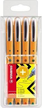 Produktbild STABILO worker+ Tintenroller (Grün, Rot, Blau, Schwarz, 4 x)