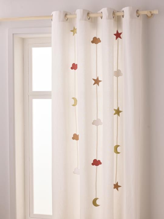 Actual product image Vertbaudet Kinderzimmer Vorhang STERNE & WOLKEN mit Ösen & Girlande (135 x 180 cm)