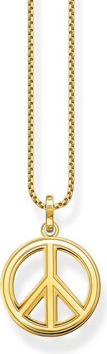 Produktbild Thomas Sabo Halskette mit Anhänger Peace Zeichen mit Bunten Steinen Vergoldet (925er Silber, 50 - 55 cm)