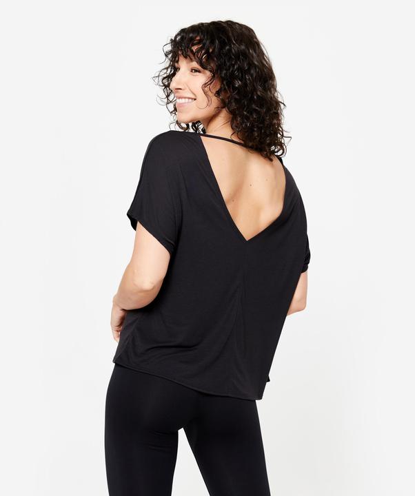 Produktbild Domyos Tanz-Shirt Damen kurzarm fliessend Modern Dance - schwarz (S)