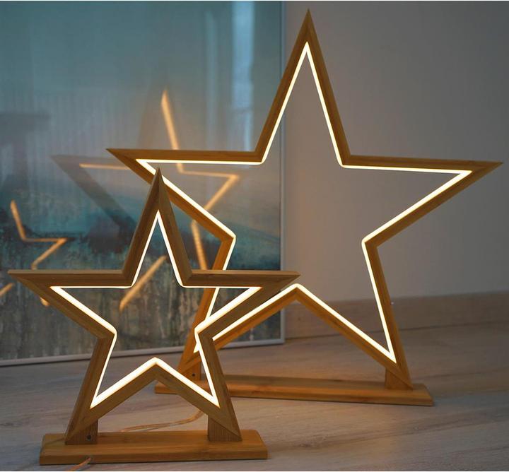 Actual product image Novaliv LED Star Lamp 55cm Natural Wood Table Lamp LED with Power Cable SMD LED Warm White