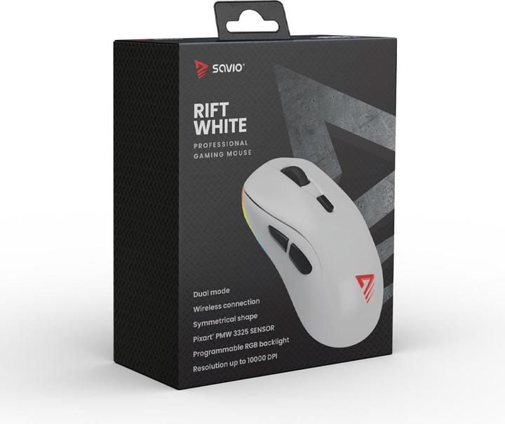 Produktbild Savio RIFT WHITE Gaming-Maus RGB Dual Mode (Kabelgebunden, Kabellos)