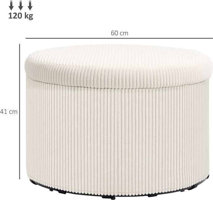 Image du produit Swisshandel24 Sitzhocker mit Stauraum Hocker mit Deckel, Runder Polsterhocker für Wohnzimmer