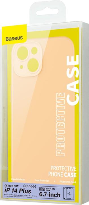 Produktbild Baseus Liquid Silica Gel Case for iPhone 14 Plus (sunglow)+ tempered glass + cleaning kit (Apple iPhone 14 Plus)