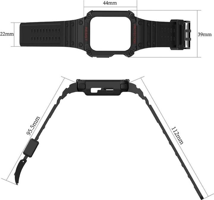 Actual product image Hurtel Protect Strap Band Case Wristband for Apple Watch 7 / 6 / 5 / 4 / 3 / 2 / SE (45 / 44 / 42mm) Case A (Plastic, TPU)