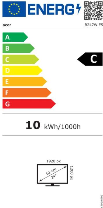 Energy Label Acer VERO B247WE5BMIPRX 24IN (61CM) (1920 x 1200 pixels, 24")