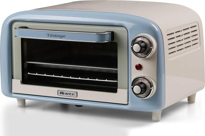 Ariete Mini-Backofen Vintage Blue (wei?/hellblau, 800 Watt, 10 Liter)