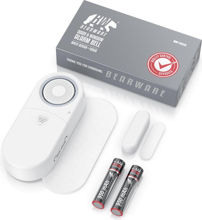 Produktbild Bearware 3x Fenster & Türalarm, 120dB lauter Signalton, Alarmsensor, Einbruchschutz + Batterien, Alarmanlage