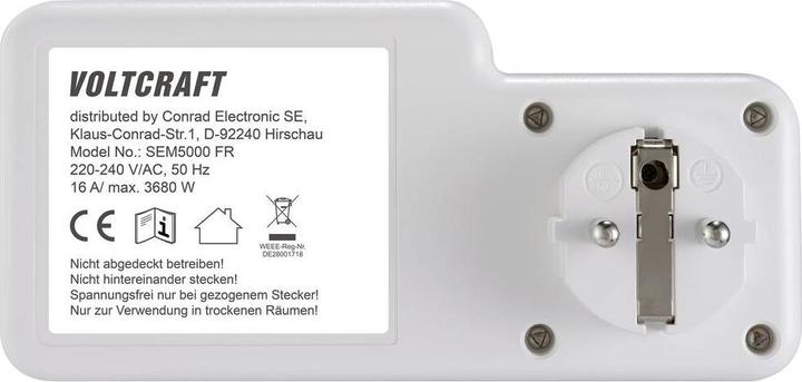 Immagine prodotto Voltcraft SEM5000 FR Contatore di costi energetici Previsione dei costi, funzione di allarme, tariffa