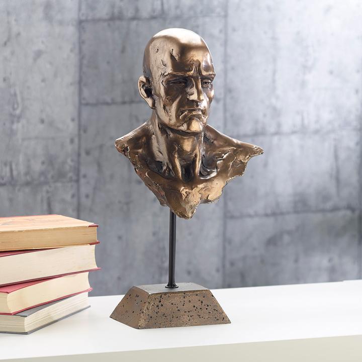 Actual product image Carlo Milano Male portrait bust, resin casting in bronze look