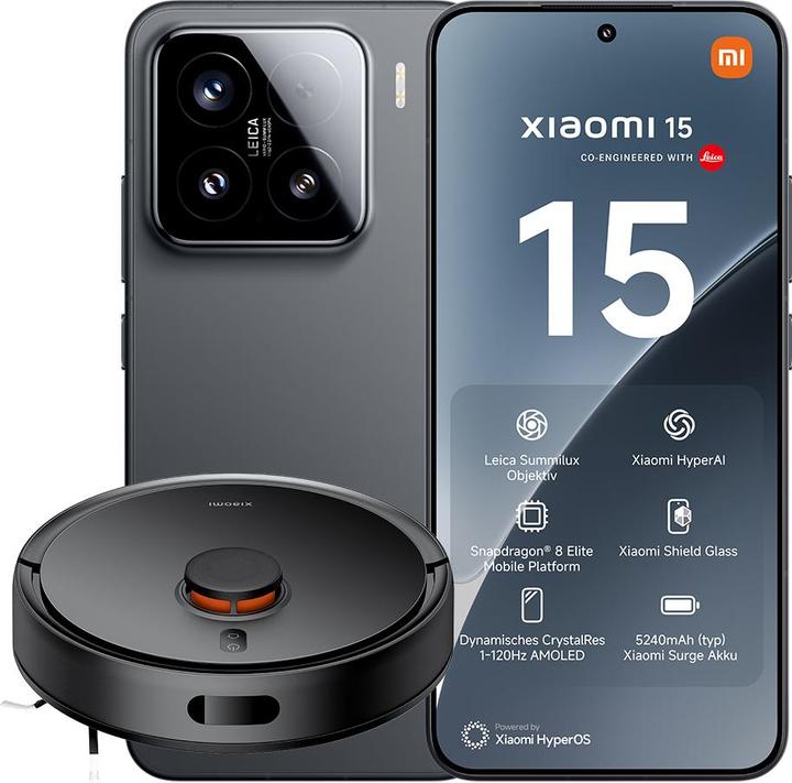 Xiaomi 15 + Robot Vacuum S20 Launch Bundle (512 Go, Noir, 6.36", Double SIM, 50 Mpx, 5G)