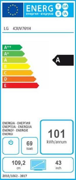 Energie-Label LG 43UV761H HOTEL TV 43IN (43", LED, 4K)