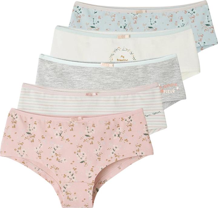 Vertbaudet 5er-Pack Mädchen Shortys, Blumen Oeko-Tex