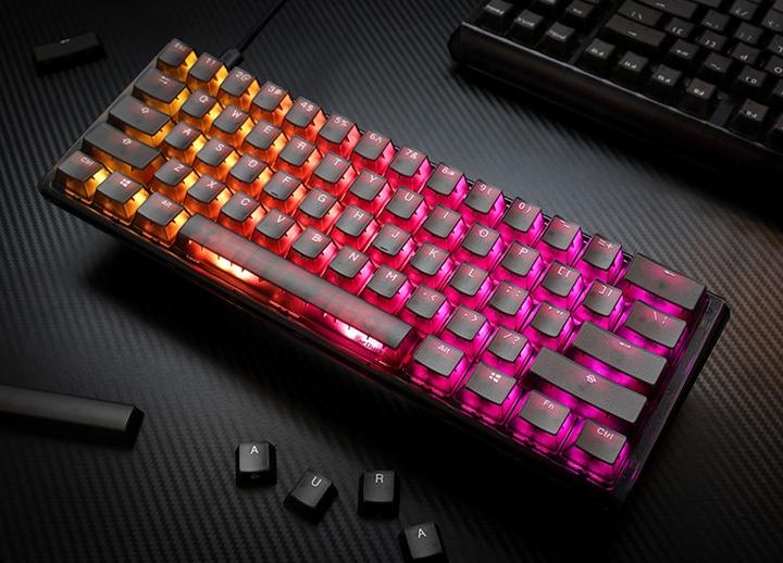 Produktbild Ducky One 3 Aura Black Mini Gaming Tastatur, RGB LED - Gateron Baby Kangaroo (US) (US, Kabelgebunden)