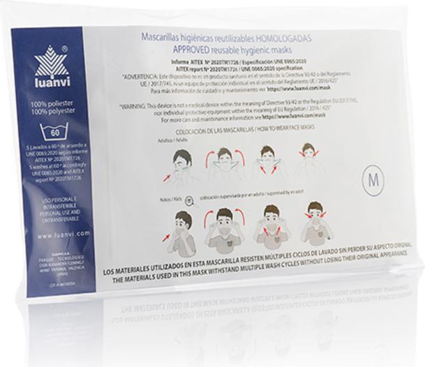 Produktbild Luanvi Wiederverwendbare Stoff-Hygienemaske Tongue Grösse M Packung mit 3 Einheiten (3 x)