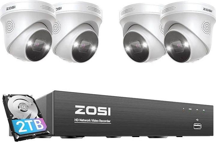 Actual product image Zosi IP Camera C225 4 pcs WiFi 5MP + NVR 8ch + 2TB HDD (3840 x 2160 pixels)