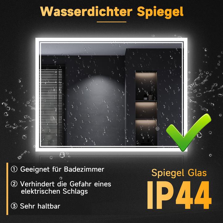 Image du produit SONNI Miroir de salle de bain LED, 70 x 50 cm, blanc froid, 6400 K, miroir mural, rectangulaire