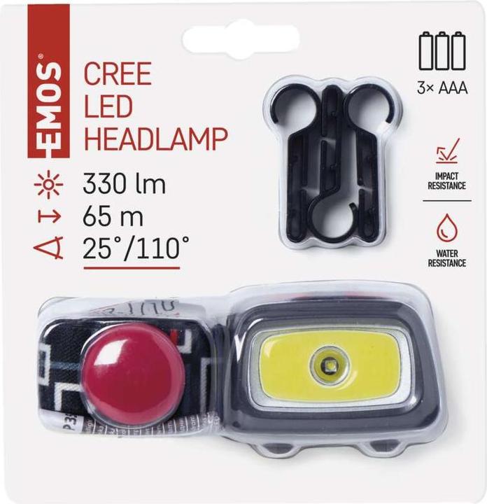Image du produit Emos CREE LED + COB LED Lampe frontale P3531, 330 lm, 65 m, pour 3x AAA (330 lm)