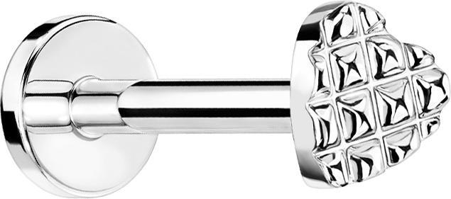 Star Piercing Micro Labret Innengewinde silber Herz mit Struktur (Messing, Chirurgenstahl 316L)