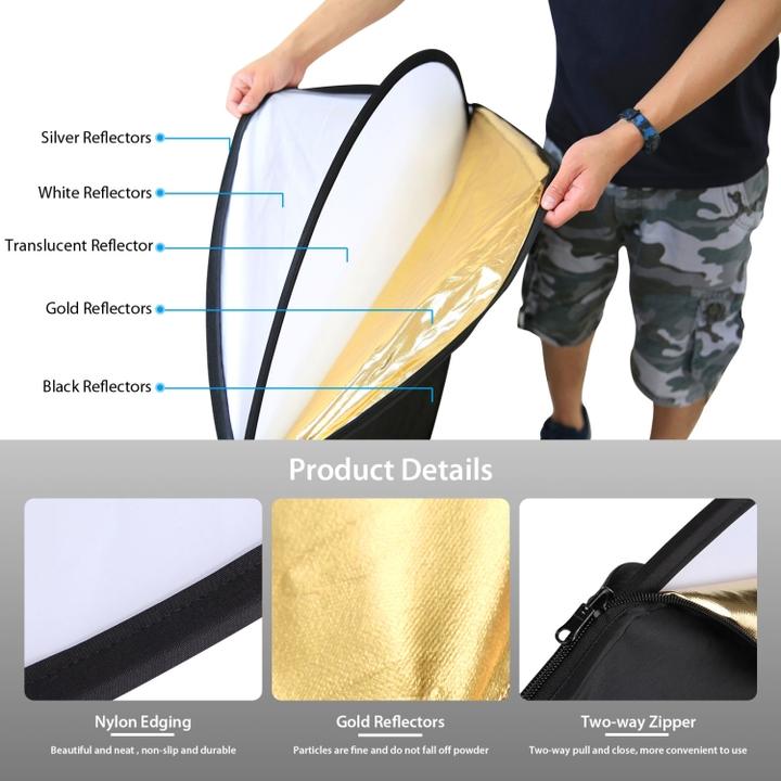 Image du produit Puluz Réflecteur pliable Système 5 en 1 (Réflecteur rabattable, 110 cm)