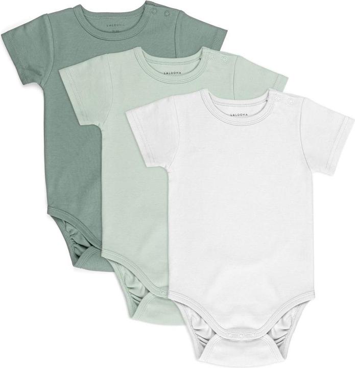 Actual product image La Loona LaLoona baby bodysuits & wrap bodysuits baby bodysuit short sleeve OEKO-TEX® 3-pack - Green - (74)