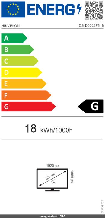 Energy Label Hikvision HIK 21.5 Digital Signage DS-D6022FN-B (21.50")