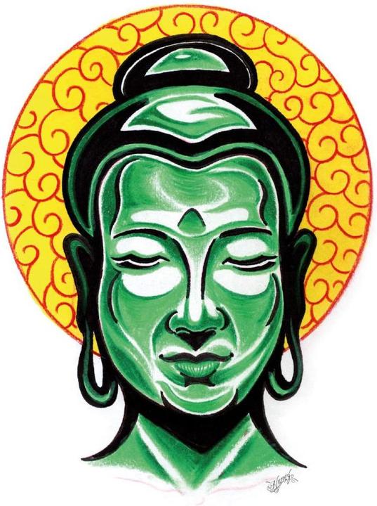 Actual product image Miami Ink Buddha head (15 x 20 cm)