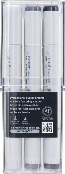 Immagine prodotto Copic Schizzo a pennarello, set di 12 "Grigio "ne CG"". (Grigio, 3 mm, 12 x)