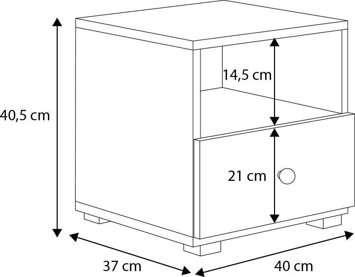Image du produit ADRK Furniture Table de nuit avec tiroir EMI (37 x 37 x 37 cm)