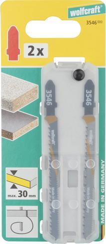 Produktbild wolfcraft 2 Stichsägeblätter HCS, T-Schaft, Holz u. Kunststoff, sauberer Kurvenschnitt