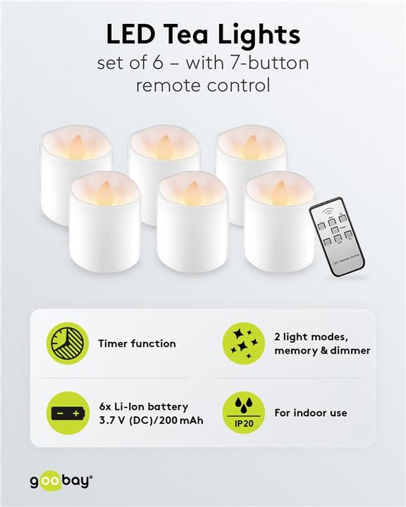 Actual product image Goobay Set of 6 LED Tea Lights (6 x)