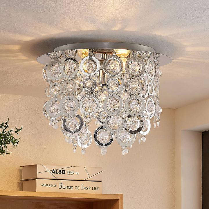 Produktbild Lindby Kisana Deckenleuchte, chrom, Ø 40 cm (40 cm)