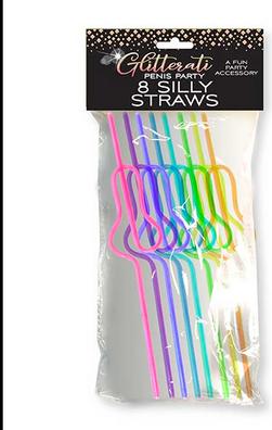 Actual product image Little Genie Productions Glitterati Silly Penis Straws, 8