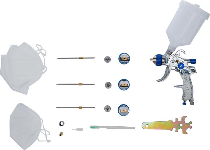 Actual product image BGS Air Paint Spray Gun with 3 Spray Nozzles 1.2 - 1.7 - 2.0 mm
