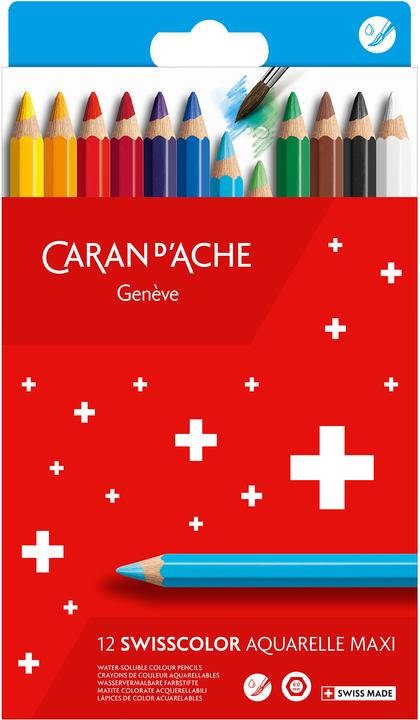 Image du produit Caran d'Ache Swisscolor Maxi Farbstifte Kartonschachtel (Multicolore, 12 x)