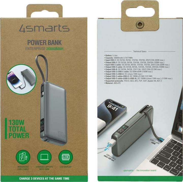Produktbild 4smarts Powerbank Enterprise (20000 mAh, 130 W, 74000 Wh)